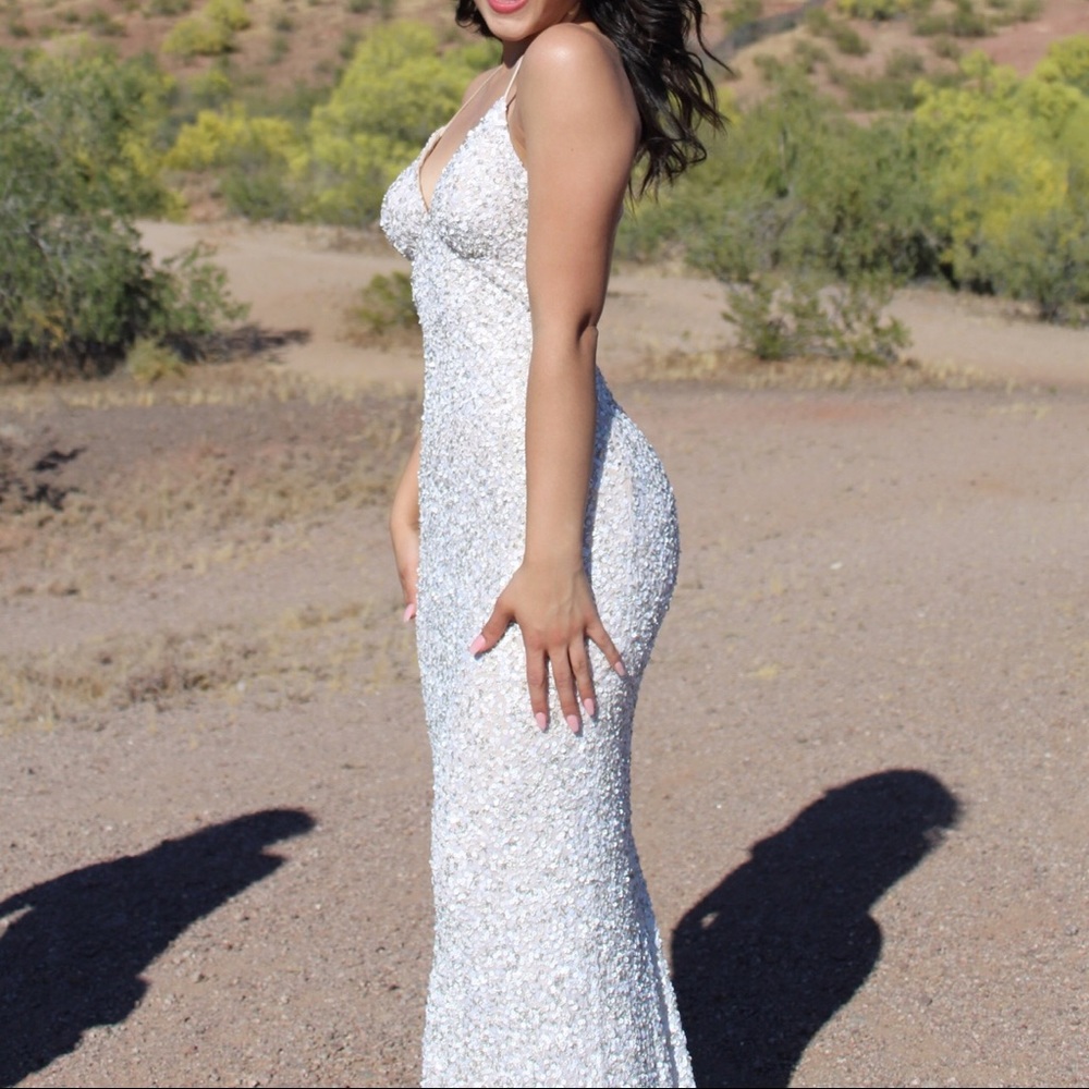 White Scala Long Prom Dress